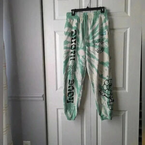 Chnge tie dye Love More Always Be Kind green sweatpants